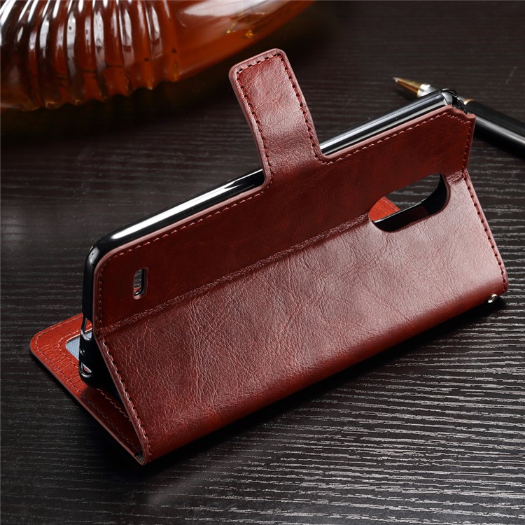 Crazy Horse Wallet Leather Mobile Shell Stand for LG Stylus 3 / Stylo 3 - Brown-9