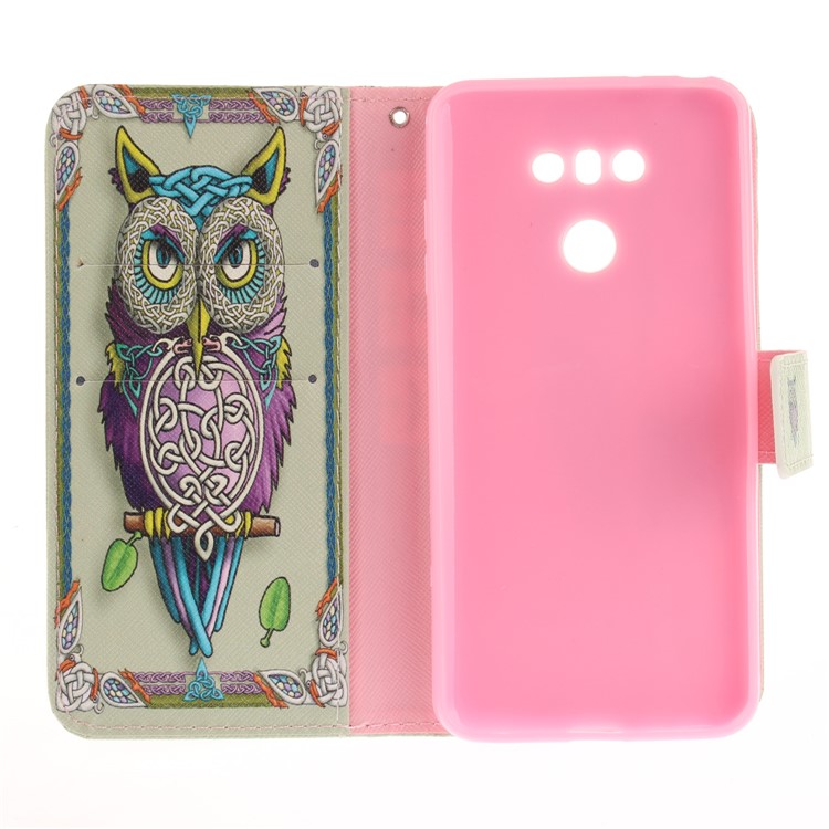 Pattern Printing Leather Wallet Cover Case for LG G6 - Colorized Owl-10