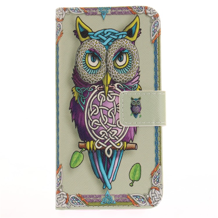 Pattern Printing Leather Wallet Cover Case for LG G6 - Colorized Owl-2