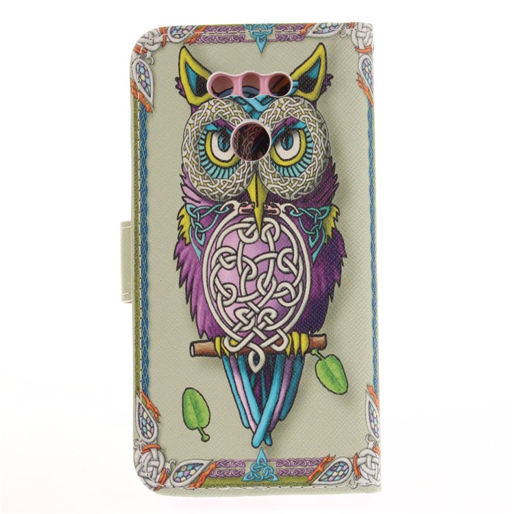 Pattern Printing Leather Wallet Cover Case for LG G6 - Colorized Owl-3