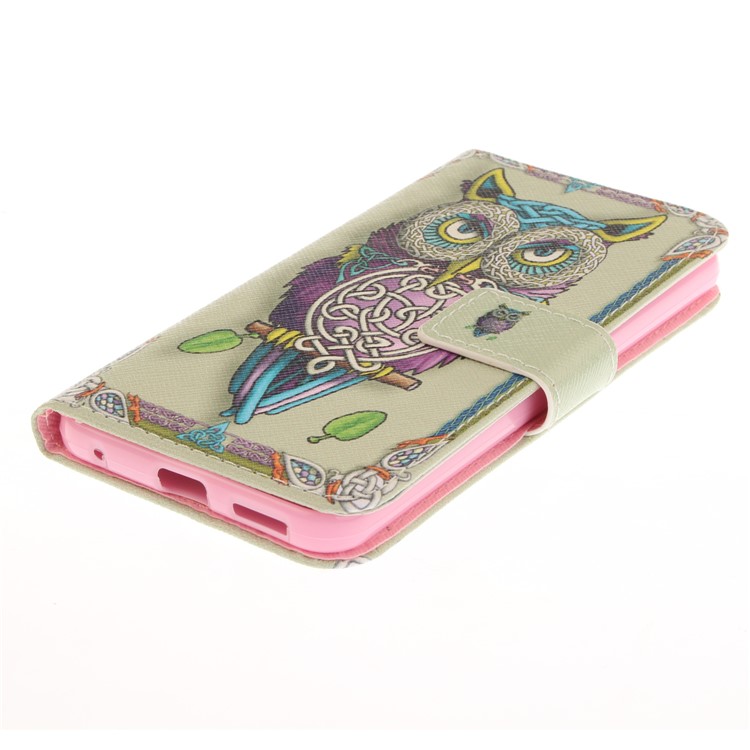 Pattern Printing Leather Wallet Cover Case for LG G6 - Colorized Owl-4