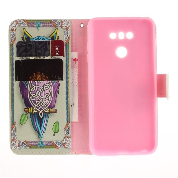 Pattern Printing Leather Wallet Cover Case for LG G6 - Colorized Owl-9