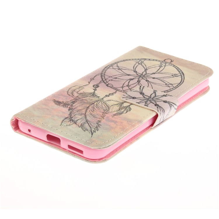 Pattern Printing PU Leder Geldbörse für LG G6 - Feather Dream Catcher-4