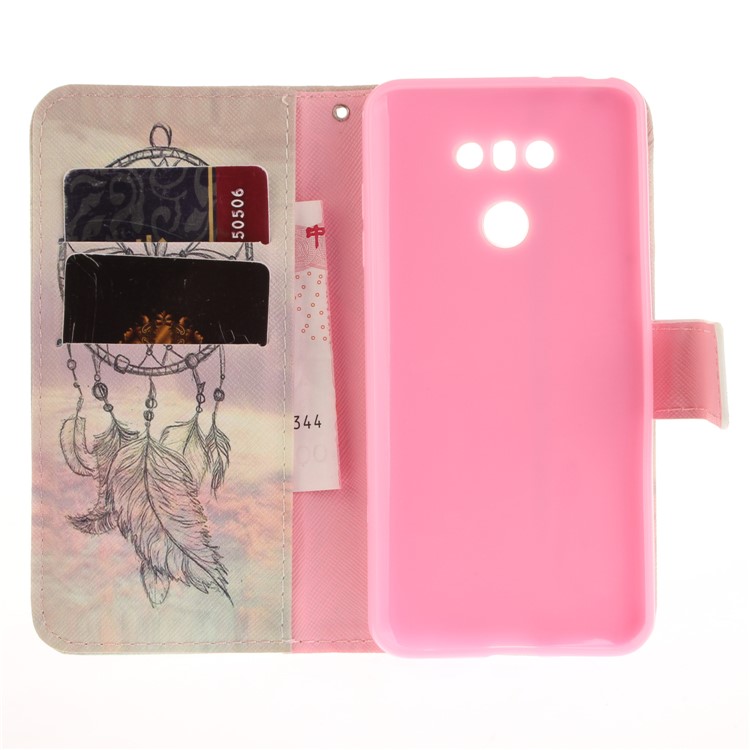 Pattern Printing PU Leder Geldbörse für LG G6 - Feather Dream Catcher-9