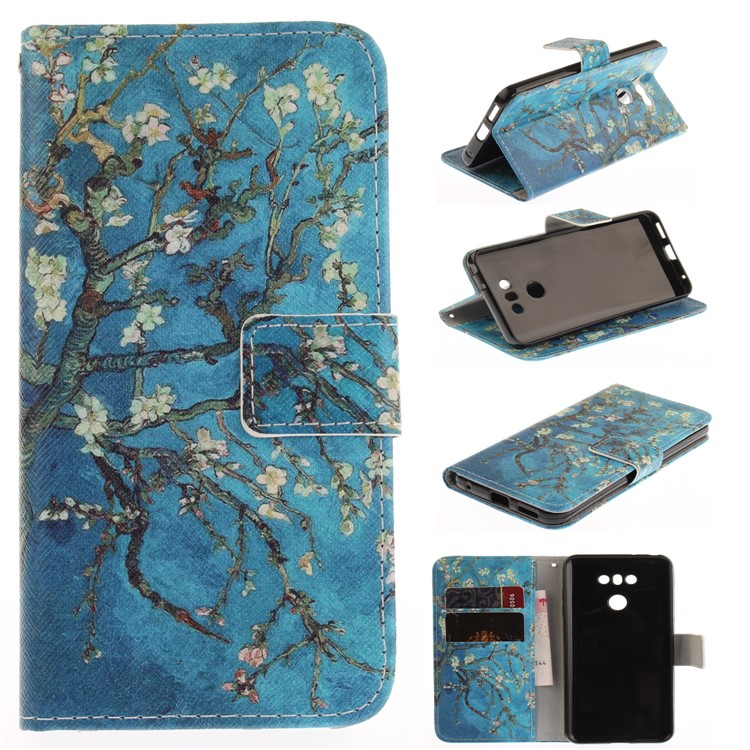 Pattern Printing Magnetic Leather Stand Case for LG G6 - Tree with Flowers-1