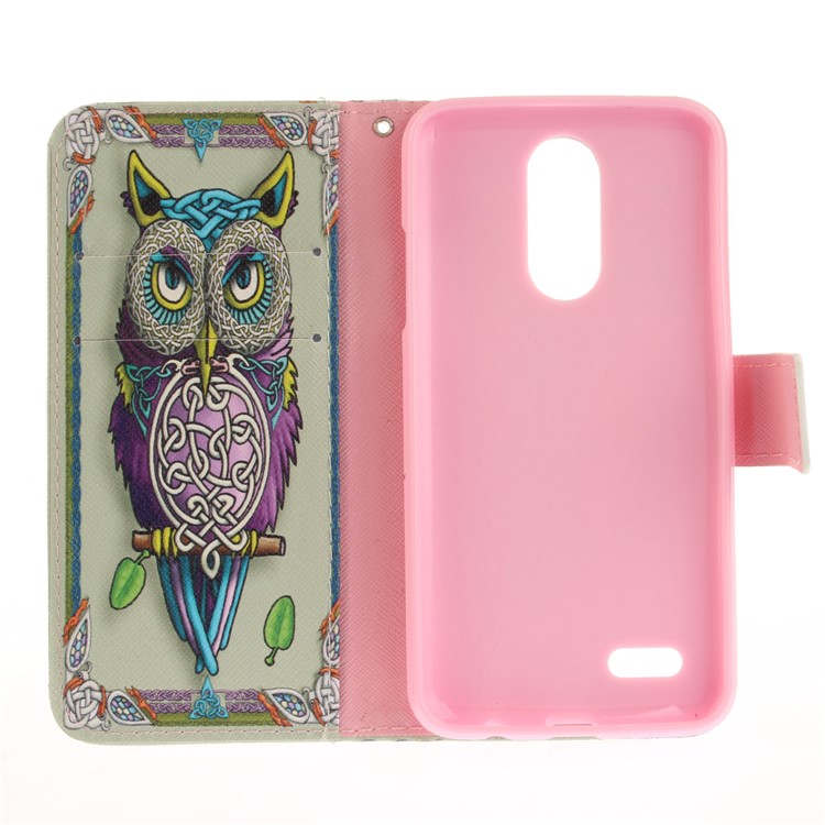 Pattern Printing Phone Leather Stand Case for LG K4 (2017) EU Version - Colorized Owl-10