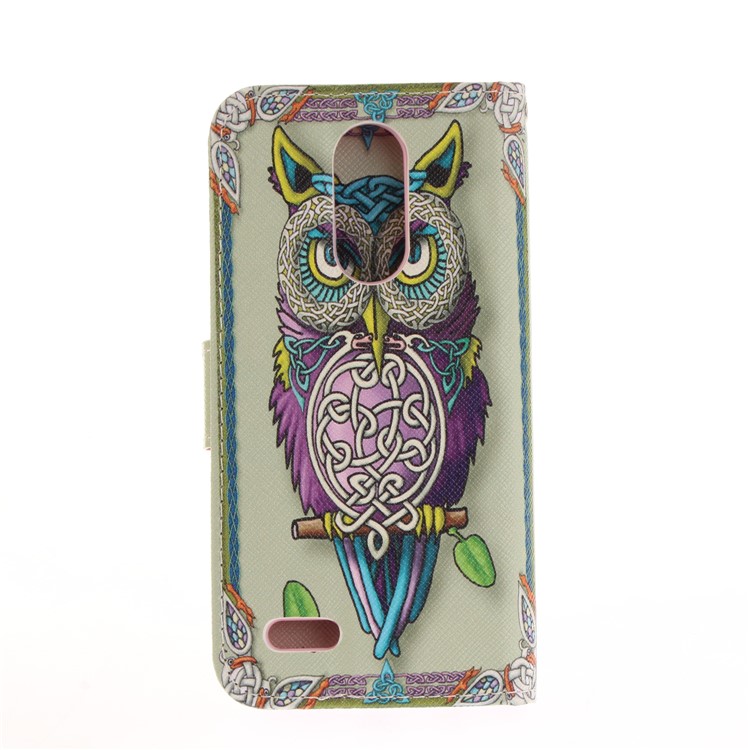 Pattern Printing Phone Leather Stand Case for LG K4 (2017) EU Version - Colorized Owl-3