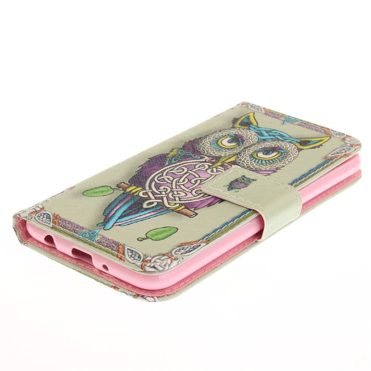 Pattern Printing Phone Leather Stand Case for LG K4 (2017) EU Version - Colorized Owl-4