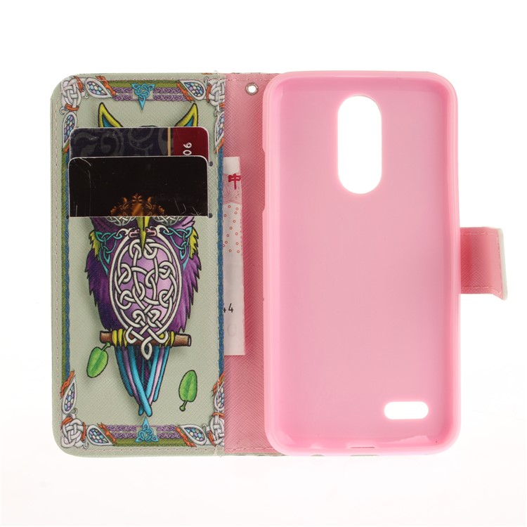 Pattern Printing Phone Leather Stand Case for LG K4 (2017) EU Version - Colorized Owl-9