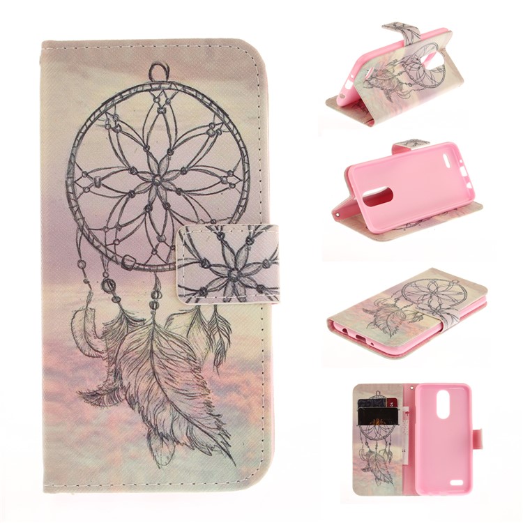 Pattern Printing Wallet Leather Folio Case for LG K4 (2017) EU Version - Feather Dream Catcher-1