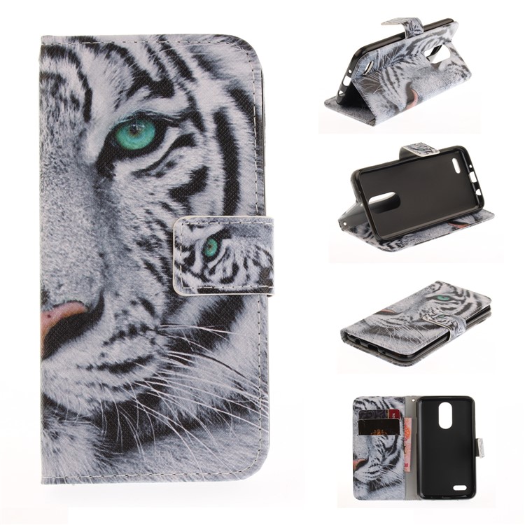 Pattern Printing Leather Stand Case with Card Slots for LG K4 (2017) EU Version - Tiger Pattern-1