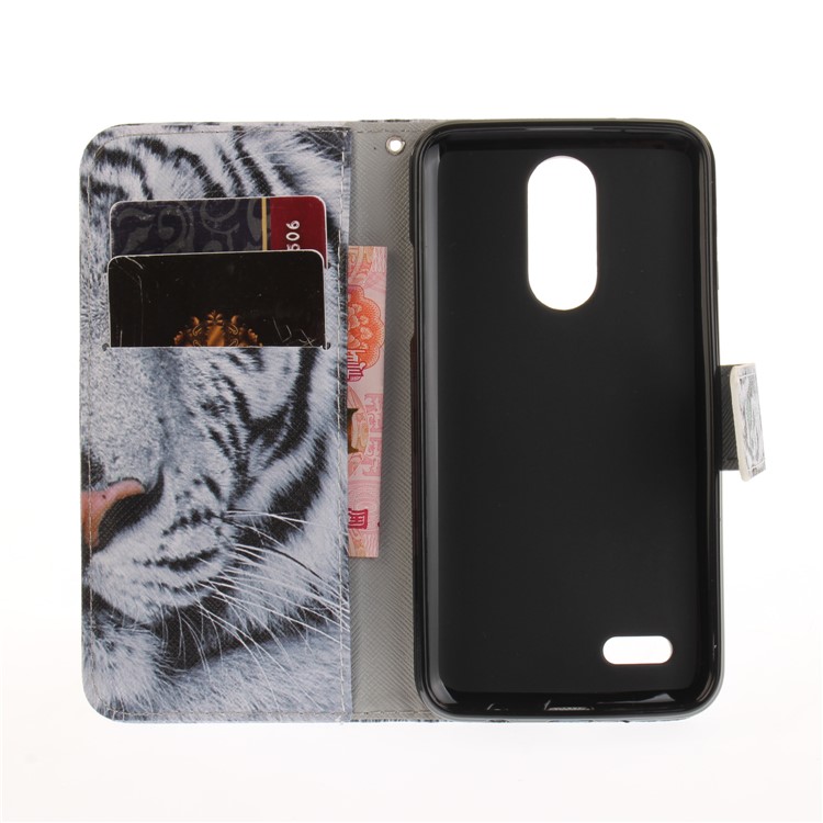 Pattern Printing Leather Stand Case with Card Slots for LG K4 (2017) EU Version - Tiger Pattern-9