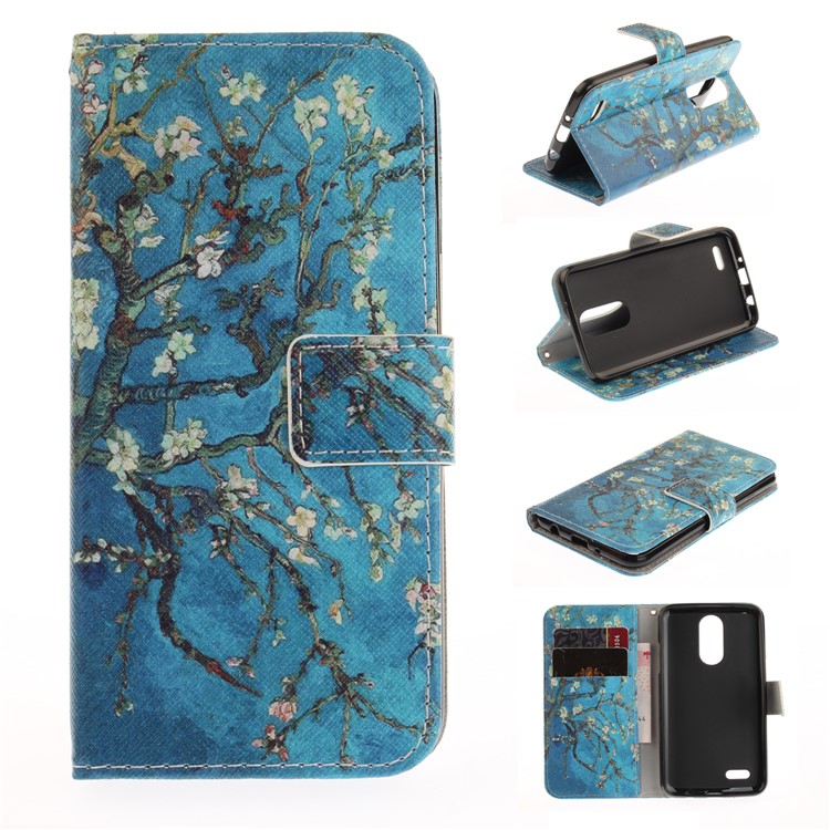 Pattern Printing Leather Stand Cover with Card Slots for LG K4 (2017) EU Version - Tree with Flowers-1