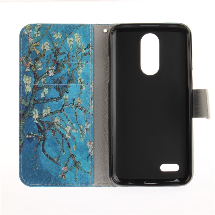 Pattern Printing Leather Stand Cover with Card Slots for LG K4 (2017) EU Version - Tree with Flowers-10
