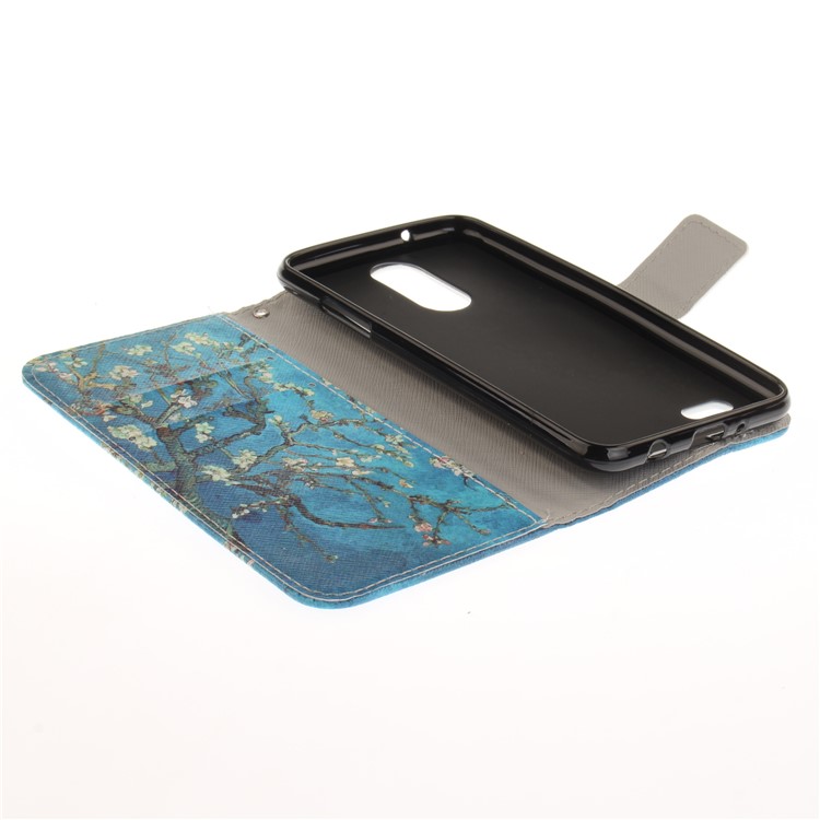 Pattern Printing Leather Stand Cover with Card Slots for LG K4 (2017) EU Version - Tree with Flowers-8