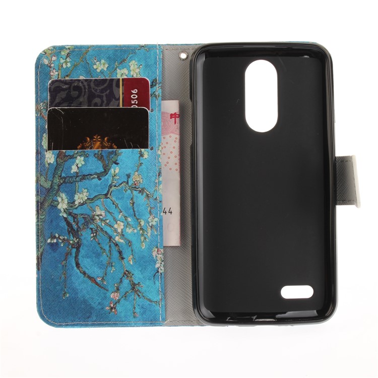 Pattern Printing Leather Stand Cover with Card Slots for LG K4 (2017) EU Version - Tree with Flowers-9