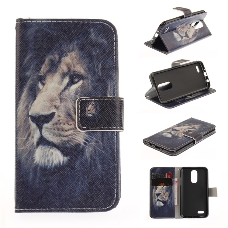 Pattern Printing Wallet Leather Magnetic Case for LG K4 (2017) EU Version - Lion Pattern-1