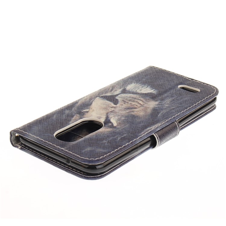 Pattern Printing Wallet Leather Magnetic Case for LG K4 (2017) EU Version - Lion Pattern-5