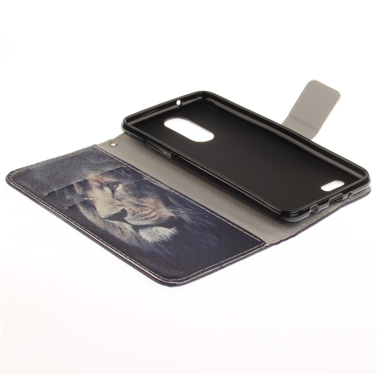 Pattern Printing Wallet Leather Magnetic Case for LG K4 (2017) EU Version - Lion Pattern-8