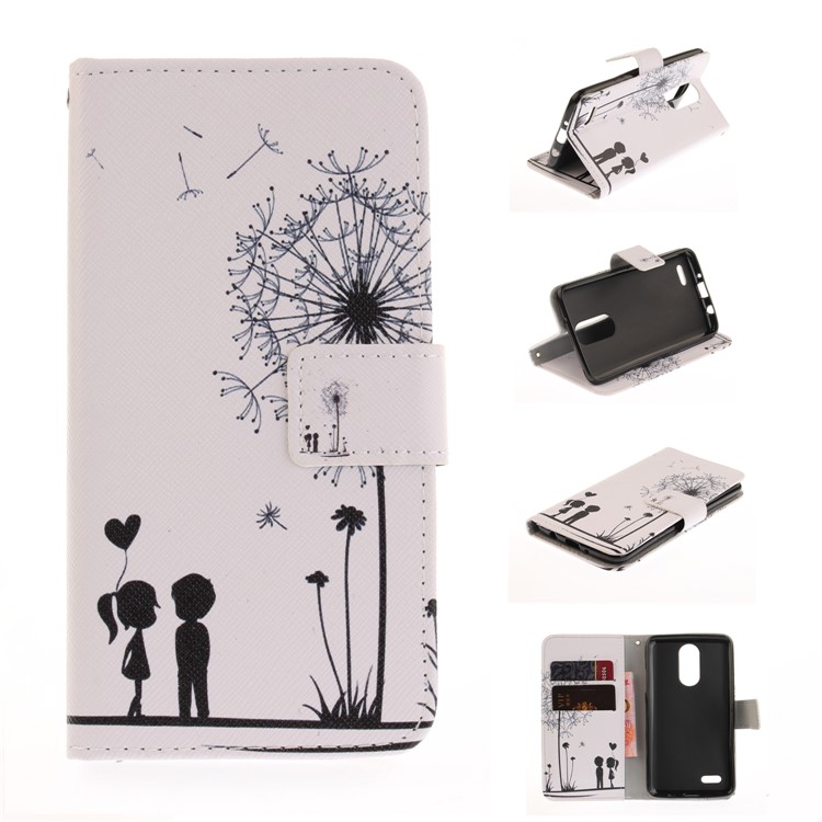 Pattern Printing Wallet Leather Stand Case for LG K8 (2017) - Dandelion and Lovers-1