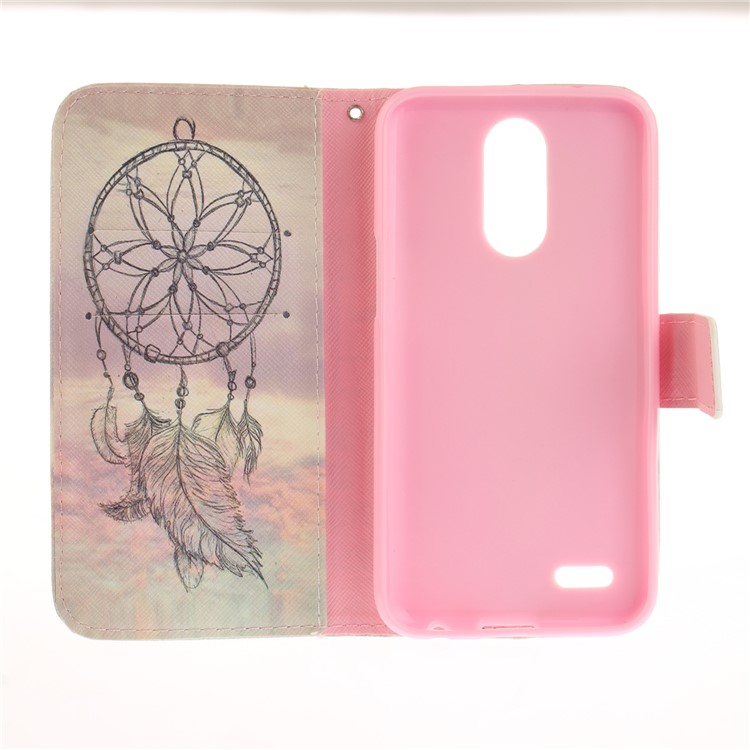 Pattern Printing Leather Wallet Case for LG K10 (2017) - Feather Dream Catcher-10