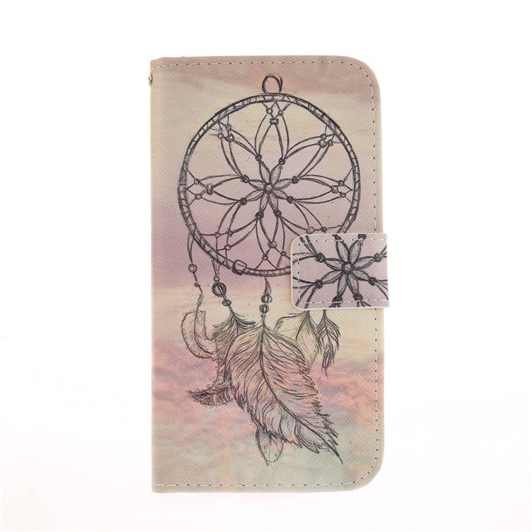 Pattern Printing Leather Wallet Case for LG K10 (2017) - Feather Dream Catcher-2