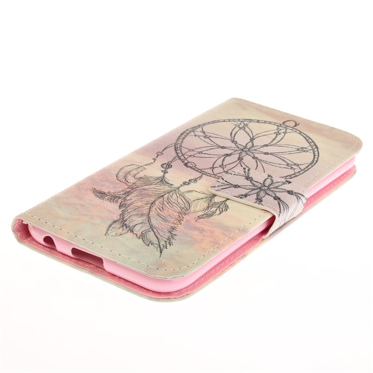 Pattern Printing Leather Wallet Case for LG K10 (2017) - Feather Dream Catcher-4