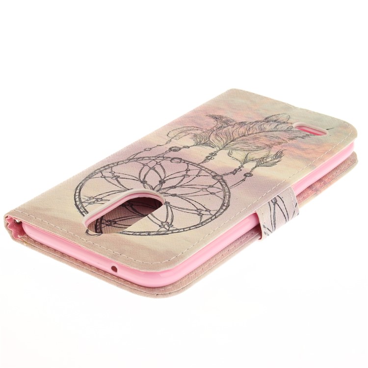 Pattern Printing Leather Wallet Case for LG K10 (2017) - Feather Dream Catcher-5