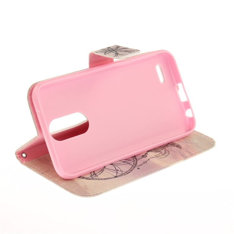 Pattern Printing Leather Wallet Case for LG K10 (2017) - Feather Dream Catcher-6