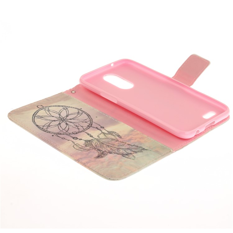 Pattern Printing Leather Wallet Case for LG K10 (2017) - Feather Dream Catcher-8