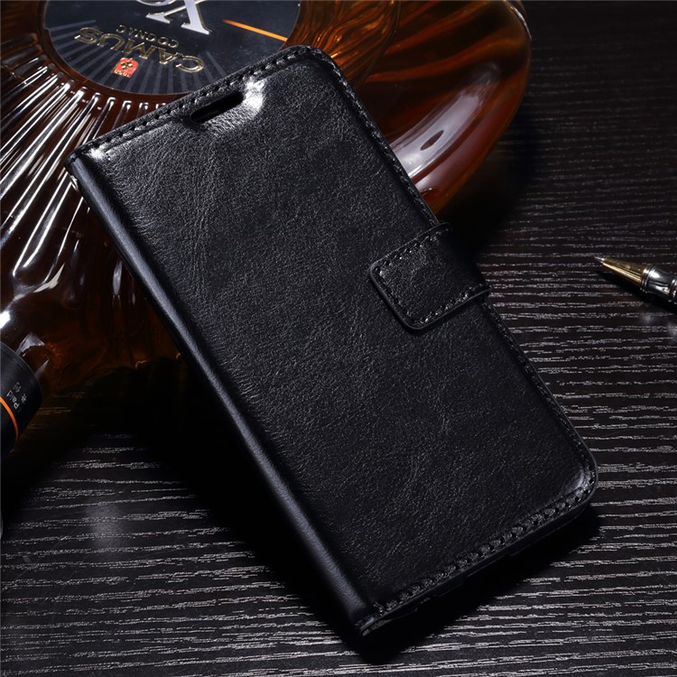 Crazy Horse Texture Wallet Leather Stand Phone Casing for LG K10 (2017) - Black-1