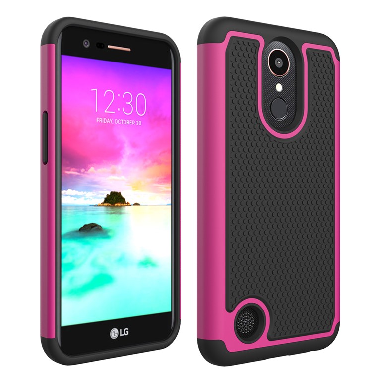 Football Grain PC + Silicone Cover for LG K10 (2017) / LV5 - Rose-1