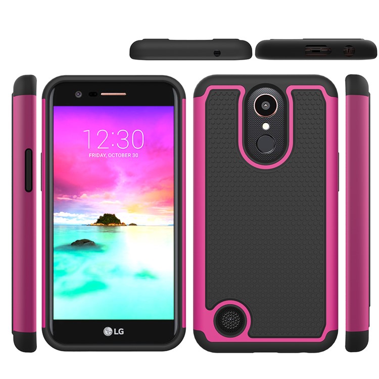 Football Grain PC + Silicone Cover for LG K10 (2017) / LV5 - Rose-2
