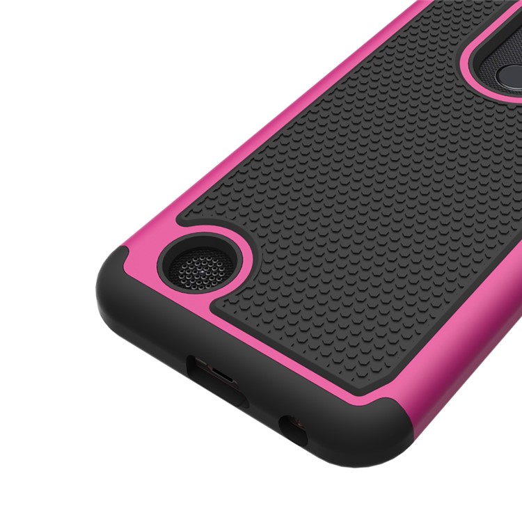 Football Grain PC + Silicone Cover for LG K10 (2017) / LV5 - Rose-4