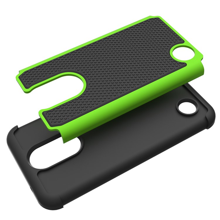 Football Grain PC + Silicone Mobile Case for LG K10 (2017) / LV5 - Green-2