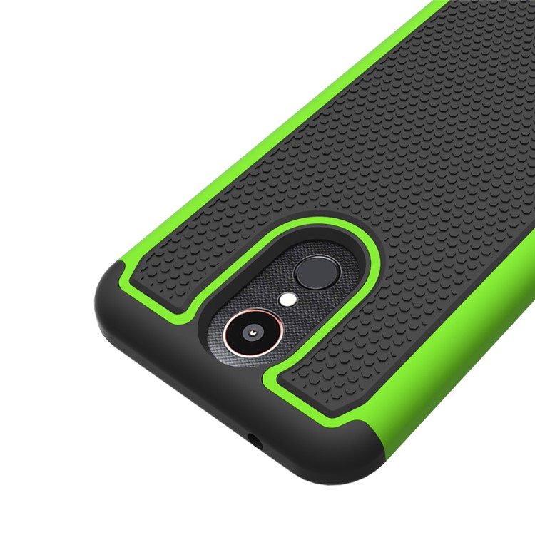 Football Grain PC + Silicone Mobile Case for LG K10 (2017) / LV5 - Green-4