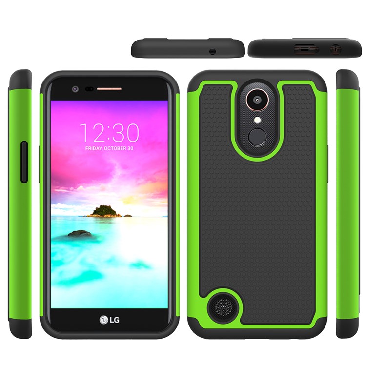 Football Grain PC + Silicone Mobile Case for LG K10 (2017) / LV5 - Green-5