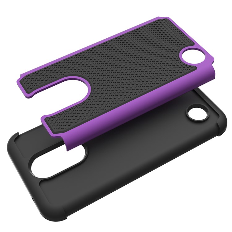 Football Grain PC + Silicone Phone Case for LG K10 (2017) / LV5 - Purple-2