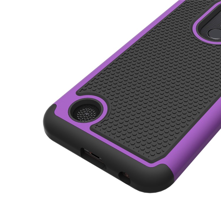 Football Grain PC + Silicone Phone Case for LG K10 (2017) / LV5 - Purple-3