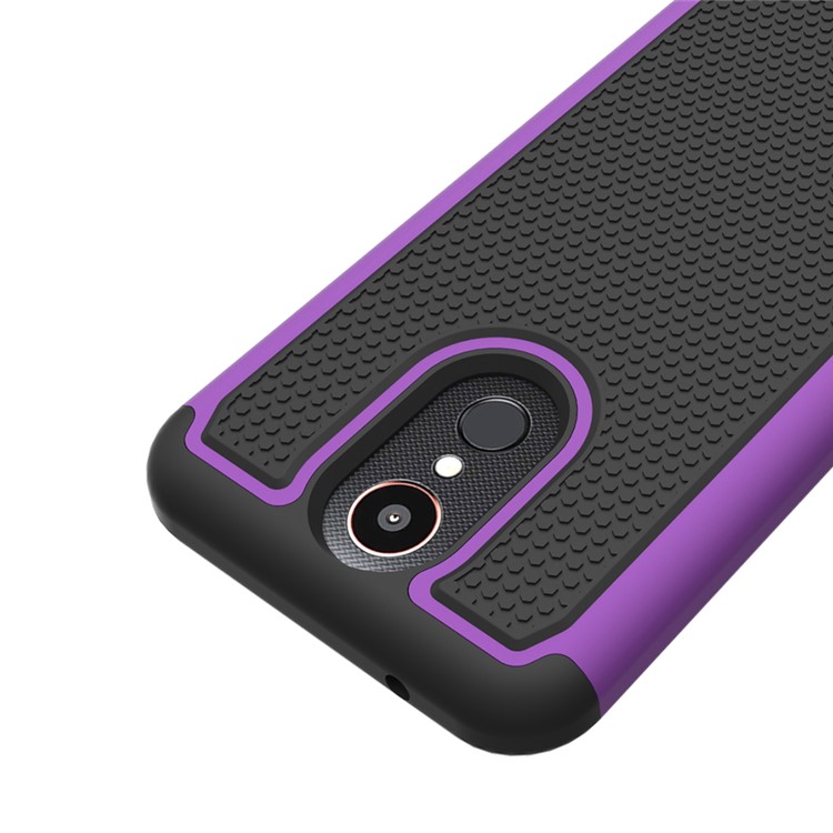 Football Grain PC + Silicone Phone Case for LG K10 (2017) / LV5 - Purple-4