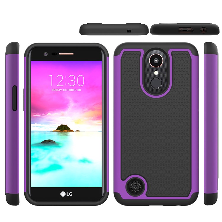 Football Grain PC + Silicone Phone Case for LG K10 (2017) / LV5 - Purple-5