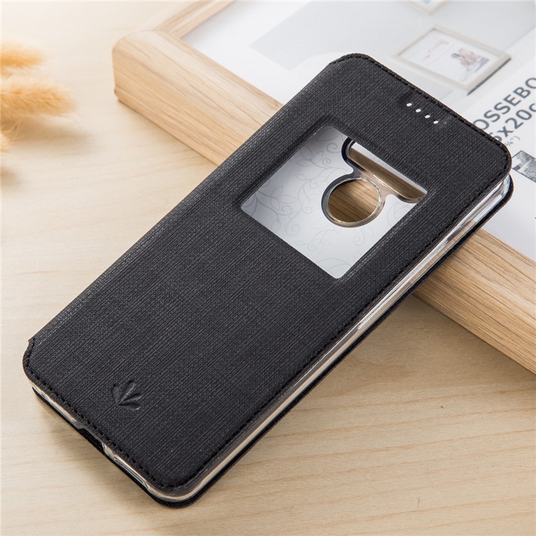 VILI DMX Cross Texture View Window Leather Stand Case Accessory for LG G6 - Black-1