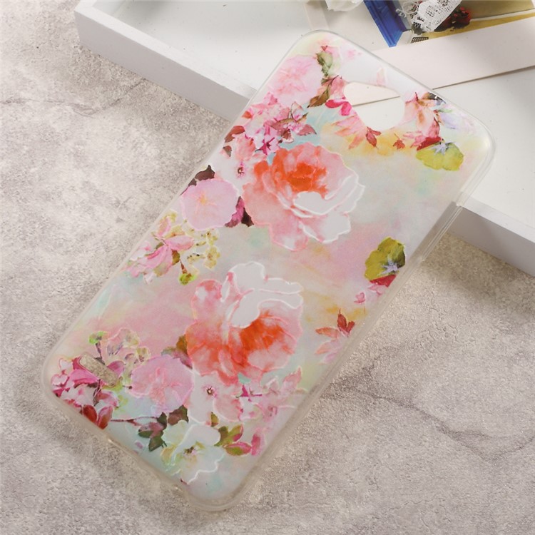 Embossed Pattern TPU Back Phone Case for LG X Power 2 - Blooming Flowers-1