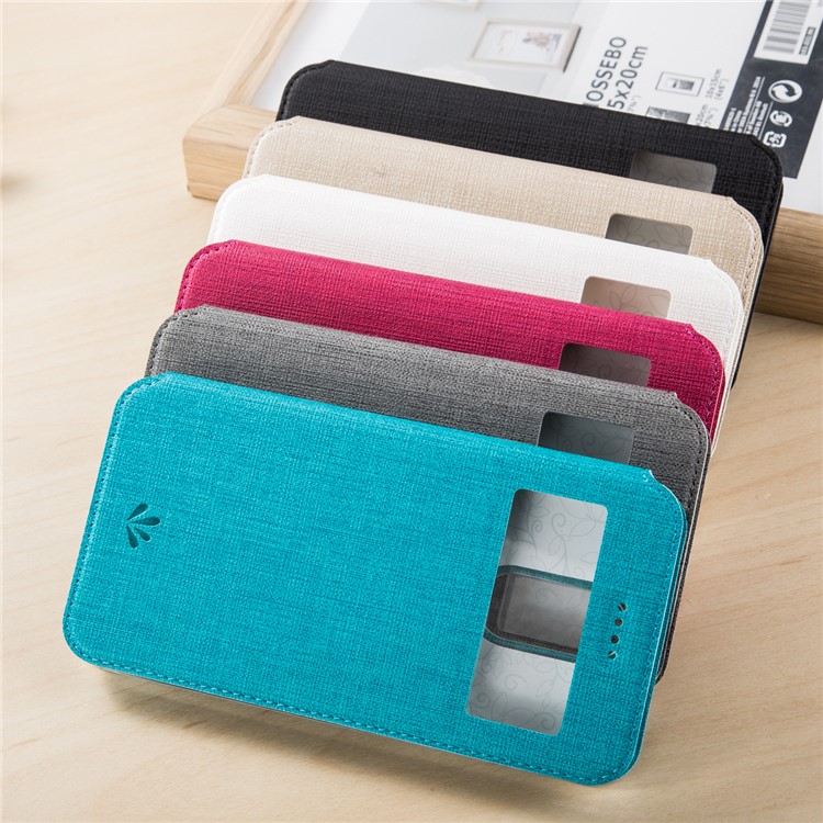 VILI DMX Cross Grain Hollow Window Stand Leather Mobile Phone Case for LG K10 (2017) - Blue-2