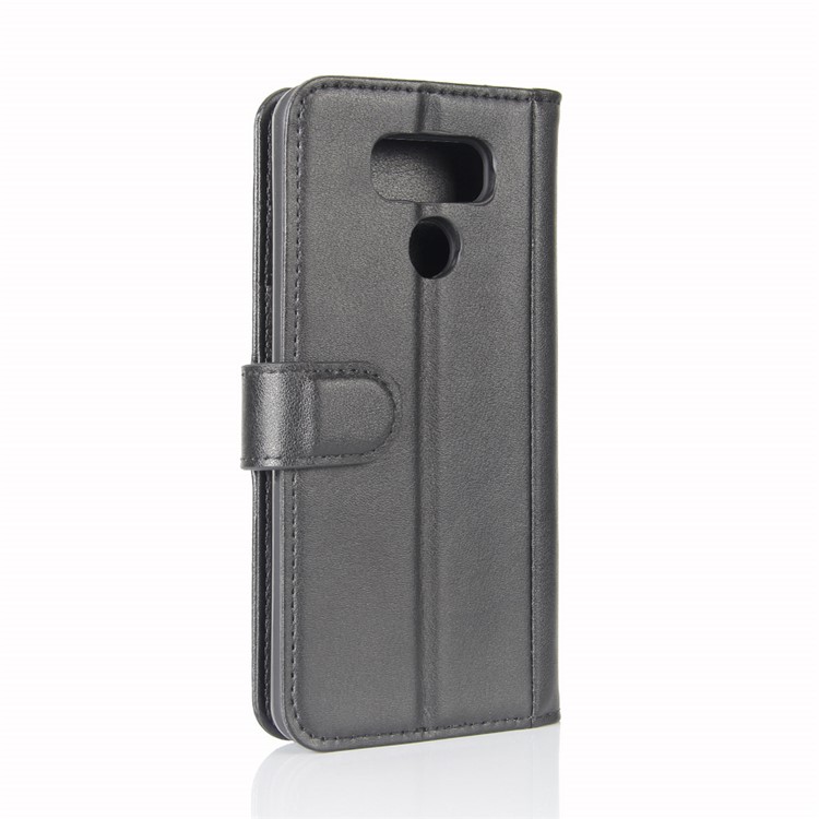 Genuine Split Leather Wallet Phone Case with Stand for LG G6 - Black-7