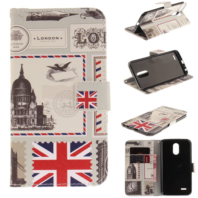 Magnetic Leather Wallet Patterned Folio Case for LG Stylus 3 / Stylo 3 - London Elements-1