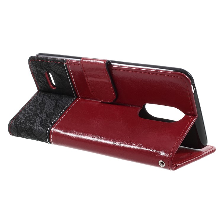 Contrast Color Card Holder Stand Leather Phone Case for LG K4 (2017) - Red-4