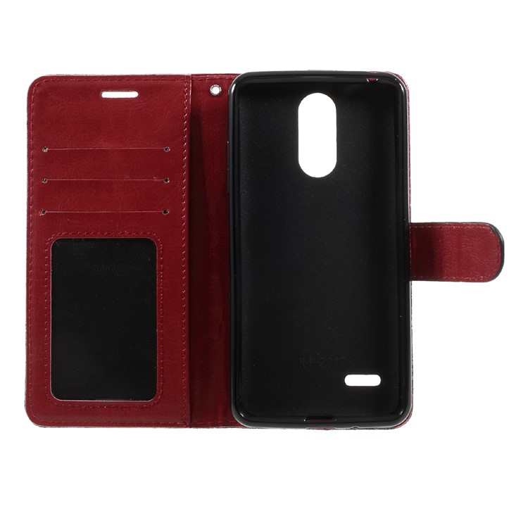 Contrast Color Card Holder Stand Leather Phone Case for LG K4 (2017) - Red-5
