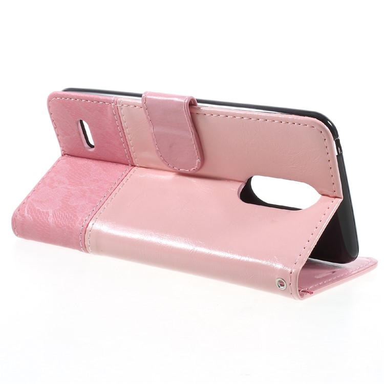 Contrast Color Leather Mobile Shell with Card Slots for LG K4 (2017) EU Version - Pink-4