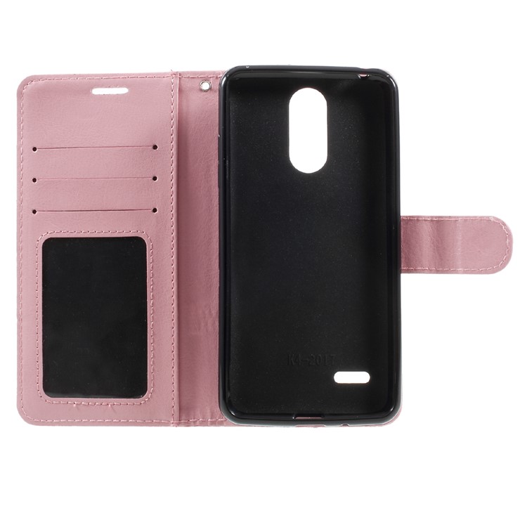 Contrast Color Leather Mobile Shell with Card Slots for LG K4 (2017) EU Version - Pink-5